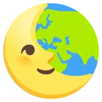 Globus mit Europa und Afrika + Mondsichel mit Gesicht rechts