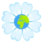 Globus mit Europa und Afrika + gelbe Blüte