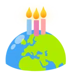 Globus mit Europa und Afrika + Geburtstagskuchen