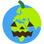 Globus mit Europa und Afrika + Halloweenkürbis