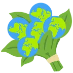 Globus mit Europa und Afrika + Blumenstrauß