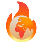 Globus mit Europa und Afrika + Feuer
