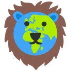 Globus mit Europa und Afrika + Löwe