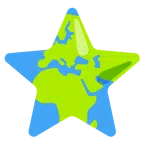 Globus mit Europa und Afrika + weißer mittelgroßer Stern