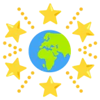 funkelnder Stern + Globus mit Europa und Afrika