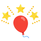 funkelnder Stern + Luftballon