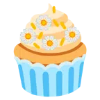 gelbe Blüte + Cupcake