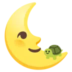 Schildkröte + Mondsichel mit Gesicht rechts