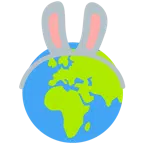 Hasengesicht + Globus mit Europa und Afrika