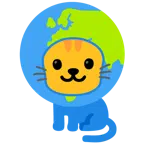 Katzengesicht + Globus mit Europa und Afrika