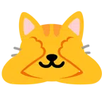 Katzengesicht + sich die Augen zuhaltendes Affengesicht