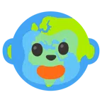 Affengesicht + Globus mit Europa und Afrika