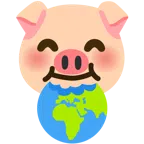 Schweinegesicht + Globus mit Europa und Afrika