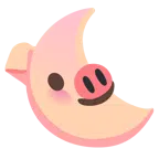 Schweinegesicht + Mondsichel mit Gesicht rechts