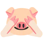 Schweinegesicht + sich die Augen zuhaltendes Affengesicht
