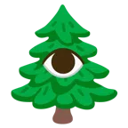 ojo + árbol de hoja perenne