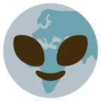 Außerirdischer + Globus mit Europa und Afrika