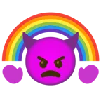 wütendes Gesicht mit Hörnern + Regenbogen