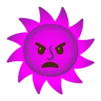 wütendes Gesicht mit Hörnern + Sonne mit Gesicht