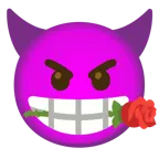 wütendes Gesicht mit Hörnern + Rose