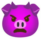 wütendes Gesicht mit Hörnern + Schweinegesicht