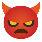 visage en colère avec des cornes + visage en colère avec des cornes