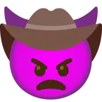 wütendes Gesicht mit Hörnern + Gesicht mit Cowboyhut