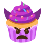 wütendes Gesicht mit Hörnern + Cupcake
