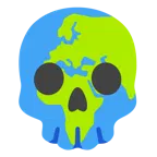 calavera + globo terráqueo mostrando Europa y África