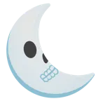 calavera + luna de cuarto menguante con cara
