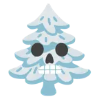calavera + árbol de hoja perenne