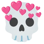 calavera + corazón con flecha