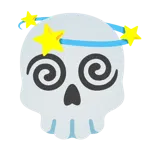 calavera + símbolo de mareo