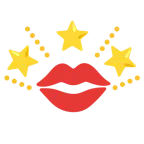 marca de beso + estrella brillante