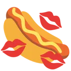 marca de beso + perrito caliente