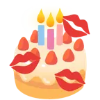 marca de beso + tarta de cumpleaños