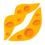 marca de beso + cuña de queso