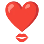 marca de beso + exclamación de corazón