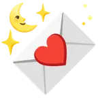 carta de amor + luna de cuarto menguante con cara