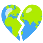 corazón roto + globo terráqueo mostrando Europa y África