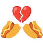 corazón roto + perrito caliente