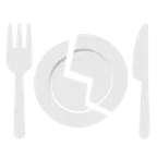 corazón roto + cuchillo y tenedor con un plato
