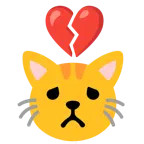 corazón roto + cara de gato