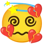 corazón roto + símbolo de mareo