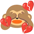 corazón roto + mono con los ojos tapados