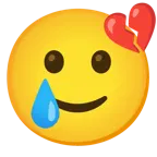 corazón roto + cara sonriente con lágrima