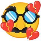 corazón roto + cara disfrazada