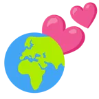 dos corazones + globo terráqueo mostrando Europa y África