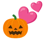 dos corazones + calabaza de Halloween