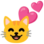 dos corazones + cara de gato